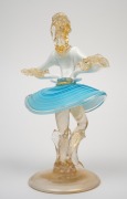 A Murano glass statue of a woman in a blue and white dress with gold inclusions, circa 1960s, 19cm high. - 2
