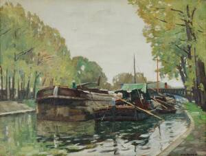 JOHN WILLIAM ASHTON (1881-1963) Boats on the River