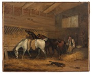 S. AIKEN, (stable scene), oil on canvas (relined), signed lower centre "S. Aiken, 1807", ​​​​​​​34 x 42cm overall.
