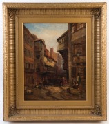 ARTIST UNKNOWN (Scottish School), (street scene in Auld Reekie), oil on canvas, early 19th century, 52 x 42cm, 80 x 70cm overall. - 2