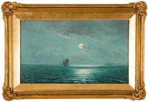 JAMES ASHTON (1859-1935)Moonlight at SeaOil on board signed lower right33 x 20cm