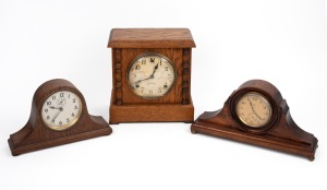 SESSIONS American timber cased shelf clock together with two timber cased Napoleon hat table clocks, 20th century, the largest 26cm high.