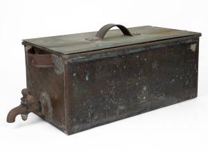 A vintage copper hot water tank, 20th century, 27cm high, 25cm wide, 63cm deep.
