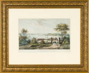 "Vue de la Rade de Sydney et Fort Macquie, Nlle. Hollande." coloured engraving by Menard circa 1838. 40 x 24cm