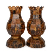 A pair of unusual table lamps, fashioned from tortoise shell and copper wire, early to mid 20th century, 39cm high.