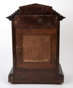 An antique German mantle clock in inlaid mahogany case, three train time and gong strike movement with Roman numerals, circa 1900, 38cm high. - 3