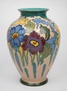 GOUDA "Cairo" pattern Dutch pottery vase with floral decoration, factory mark to base, 35cm high. - 2