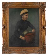 ARTIST UNKNOWN, (portrait of a lady in mourning dress), oil on board, ​​​​​​​50 x 40cm, 65 x 55cm overall.