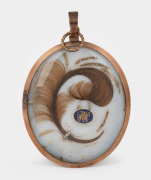 A fine quality Regency period miniature portrait of a young gentleman, hand-painted on ivory and mounted in 9ct rose gold, the reverse attractively decorated with locks of hair and enamel decoration, circa 1820, ​​​​​​​10cm high overall. - 2