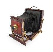 "National" triple-extension view camera, late 19th century, plate dimensions 12 x 16.5cm, Thornton-Pickard "Rectoplanat" brass lens.
