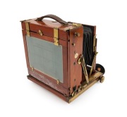 THORNTON-PICKARD: "Imperial" triple-extension view camera, late 19th century, plate dimensions 12 x 16.5cm, with rare Voigtl&auml;nder & Sohn Collinear II f5.4 No. 4 brass lens and "Baker & Rouse" retailer's inlay. - 3