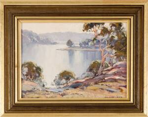 LEONARD LONG (1911-2013): Oil on board "Across the Shoalhaven". 19 x 14cm