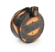 CHICAGO CAMERA CO.: Unusual "Photake" seamless cylindrical camera, c. 1896, for exposures on 5 x 5cm glass plates; Achromat 120mm f14 lens with original viewfinder still present.