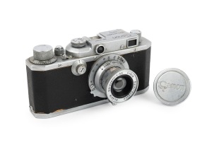CANON: S-II (Seiki Kogaku) rangefinder camera [#15651], c. 1946, Serenar 50mm f3.5 [#8516] with Canon cap.