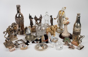 Assorted ornaments, Swarovski crystal, glass and porcelain statues, plastic statues, silver finished statues etc., (qty).