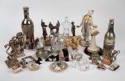 Assorted ornaments, Swarovski crystal, glass and porcelain statues, plastic statues, silver finished statues etc., (qty).