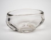 WHITEFRIARS English clear glass hand-blown vase, mid 20th century, 15cm high, 29cm wide.