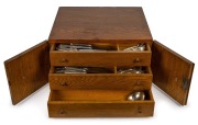 CHRISTOFLE "Marly" pattern French silver plated cutlery in canteen resting on a cabriole leg table. - 2