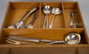 CHRISTOFLE "Marly" pattern French silver plated cutlery in canteen resting on a cabriole leg table. - 5