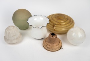 Assorted glass light shades and fittings, (6 items).