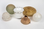Assorted glass light shades and fittings, (6 items).