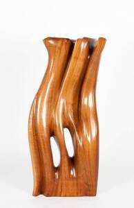 HANS KNORR: Large modernist blackwood scupture, c1970, monogram on base. Height 90cm