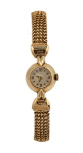 LIDO ladies wristwatch in 14ct solid gold case with gold plated bracelet band, 18mm wide including crown.
