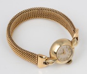 LIDO ladies wristwatch in 14ct solid gold case with gold plated bracelet band, 18mm wide including crown. - 2