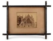 EXETER CATHEDRAL antique albumen photograph, attractively presented in an antique pine cruciform frame, 19th century, image size 14.5 x 19.5cm, 36 x 45cm overall.