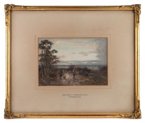 WILLIAM MANNERS (British, 1865-1930), Faggot Gatherers. A Westmoreland Common, watercolour, signed lower and titled on the mount, 17.5 x 25cm, 42 x 49cm overall.
