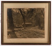 GEORGE MARLER (1879-1960), The Clearing, dry point etching, signed and titled in the lower margin, 18 x 24cm, 37 x 42cm overall. Together with a vintage framed black and white photograph, signed and titled in the lower margin (illegible), (2 items). - 2
