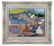 DAVID W. GUNN (1865 - 1935), (seaside town), oil on board, signed lower left and dated 1926. Note: Street scene verso by the same artist, 39 x 49cm, 58 x 67cm overall.
