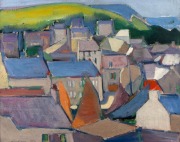 DAVID W. GUNN (1865 - 1935), (seaside town), oil on board, signed lower left and dated 1926. Note: Street scene verso by the same artist, 39 x 49cm, 58 x 67cm overall. - 2