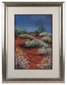 ARTIST UNKNOWN, (desert wildflowers), signed lower left (illegible), ​​​​​​​46 x 31cm, 69 x 53cm overall.