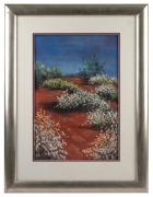 ARTIST UNKNOWN, (desert wildflowers), signed lower left (illegible), ​​​​​​​46 x 31cm, 69 x 53cm overall.
