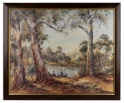 ANTHONY A. PROUT (1946 - ), I.) (fishing by the river) II.) (the window box), watercolours, both signed lower right "A. A. Prout", the larger 66 x 76cm overall. - 2