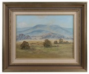 DOROTHY HOWSON, (farm scene landscape with mountains and cattle), oil on board, signed lower left "Dorothy Howson", 30 x 40cm, 47 x 57cm overall.