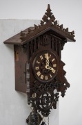 An antique German Black Forest cuckoo wall clock by THEODORE KETTERER, with carved and fretted Gothic influence oak case, carved and fretted bone hands and Roman numerals with wood plate movement, circa 1870, the case 47cm high, 27cm wide. - 3