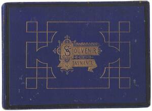 SOUVENIR OF TASMANIA: Photo album "Souvenir of the Grass Tree Camp" in blue boards with embossed gilt lettering. By E.J. Steele c1896. 