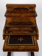 An antique English burr walnut piano top Davenport, 19th century, 100cm high (top open), 59cm wide, 54cm deep. - 3