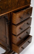 An antique English burr walnut piano top Davenport, 19th century, 100cm high (top open), 59cm wide, 54cm deep. - 5