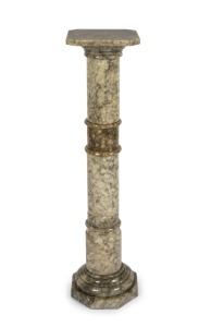 An antique alabaster pedestal, 19th/20th century, 101cm high, 26cm wide, 26cm deep.