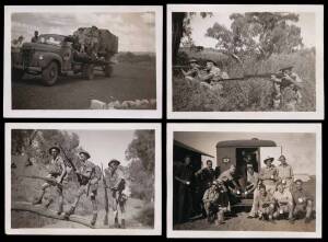 Military photo album; Australian troops in the Northern Territory during WW2. Showing scenes of the bombing of Darwin, train & truck crashes plus a facinating ethnographic group on ABORIGINE. Well worth inspection.