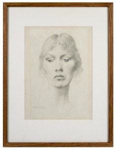 AUGUSTUS JOHN (1878 &ndash; 1961), portrait of a woman, graphite pencil on paper, signed lower left, ​​​​​​​28 x 20cm, 43 x 33cm overall.