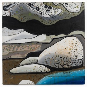 GREGORY MALLYON (1954 - ), Tamarama Rocks, acrylic on canvas, signed lower right "Mallyon, '87", ​​​​​​​51 x 51cm overall.