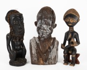 A fertility figure, bust and statue, carved wood, African origin, the largest 42cm high.