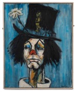 ARTIST UNKNOWN, clown, oil on canvas, signed lower right (illegible), ​​​​​​​50 x 40cm, 52 x 42cm overall.