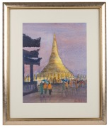 ALAN BAMFIELD, (Buddhist stupa), watercolour, signed lower right "Alan Bamfield" 35 x 27cm, 53 x 45cm overall.