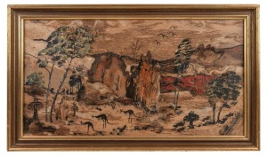 Seven assorted framed artworks, prints, bark picture etc., including an antique Vanity Fair print, the largest 39 x 67cm overall.