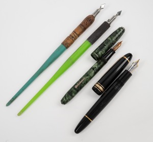 MONT BLANC vintage fountain pen; together with a vintage fountain pen and two pen styluses, 20th century (4 items).